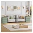 thumbnail image 4 of Nightstand Set of 2 White, 3 Drawer Bedside Tables, Green Sofa Side Table with Cut-Out Handles, Bedroom Nightstands for Storage, 4 of 7