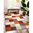 thumbnail image 3 of Unique Loom Tapis d'Automne à Carreaux 8' x 10' Rectangulaire Multi/Beige, 3 of 10