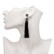 thumbnail image 2 of Pendientes largos y glamorosos con borlas negras para mujeres a la moda, 2 of 2