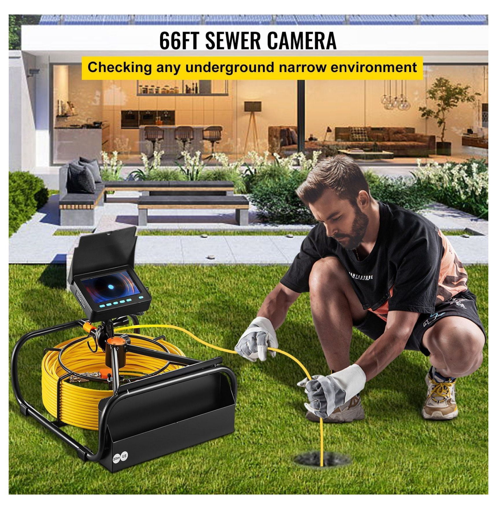 Sewer Camera 65.6FT with 4.3" Screen, Pipeline Inspection Camera with DVR, Waterproof IP68 Endoscope for Drain Pipe Plumbing, 16GB SD Card Included