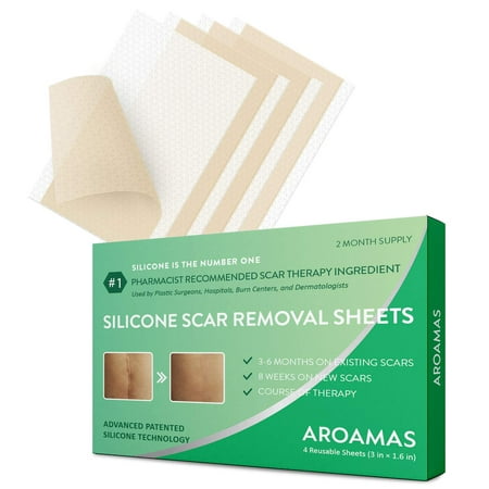 Aroamas, Silicone Scar Removal Sheets - for Keloid, C-Section, Hypertrophic, Surgical Scars and More Reusable and Washable 3