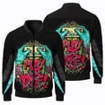 thumbnail image 3 of Chaqueta de vuelo para hombre con diseño de calavera punk, para deportes al aire libre, ciclismo, cortavientos, informal, holgada, a la moda, 2024, 3 of 5