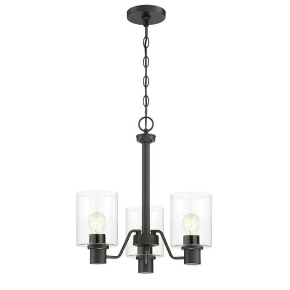 Castleford 3-Light Satin Bronze Chandelier with Clear Glass Shades for Dining Rooms
