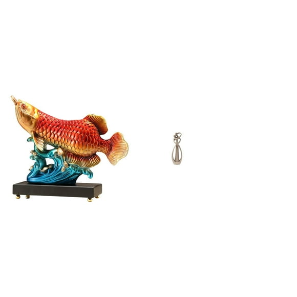 Siruishop Arowana Lovers Prosperity Resin Sculpture Tabletop Ornament Decorative Figurine for Entrance Living Room Bookshelf Anniversary Gift Home Decor