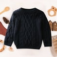 thumbnail image 2 of Hessimy Baby Boys Girls Fall Cable Knit Sweater Long Sleeve Solid Knitwear Tops Toddler Casual Warm Autumn Winter Pullovers Clothes 0-3m Outerwear (Navy,6-7 Years), 2 of 4