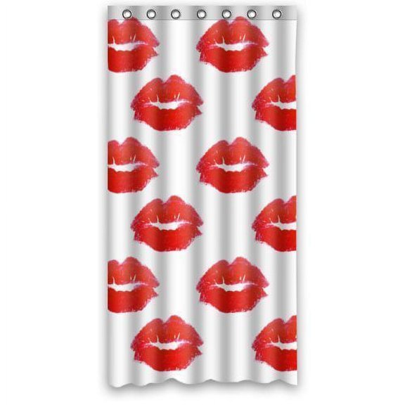 HelloDecor Lipstick Kis Mark Shower Curtain Polyester Fabric Bathroom Decorative Curtain Size 36x72 Inches