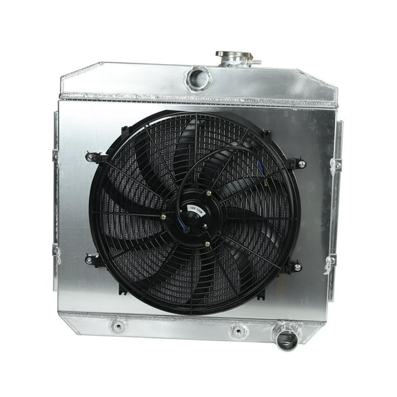 Confote Aluminum Racing Radiator 3 Row 16" Slim Fan Shroud Compatible with 1955 1956 1957 C-hevy Block V8 Bel Air