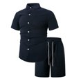 thumbnail image 3 of RMGVDSD Mens Short Sets 2 Piece Outfits Fashion Casual Summer Mens Shirts Loose Fit Short Sleeved Shorts Set Comfortable Breathable Beach Outfit Comfort Sweatsuit Set, 3 of 9