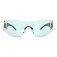 thumbnail image 2 of Womens Classic 90s Diva Rimless Shield Designer Fashion Sunglasses Black - Green, 2 of 4