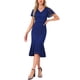 thumbnail image 2 of INSPIRE CHIC Vestidos de Encaje Floral para Mujeres, Vestido de Cóctel Formal de Cola de Pez, Manga Corta, Midi, S Azul Oscuro, 2 of 5