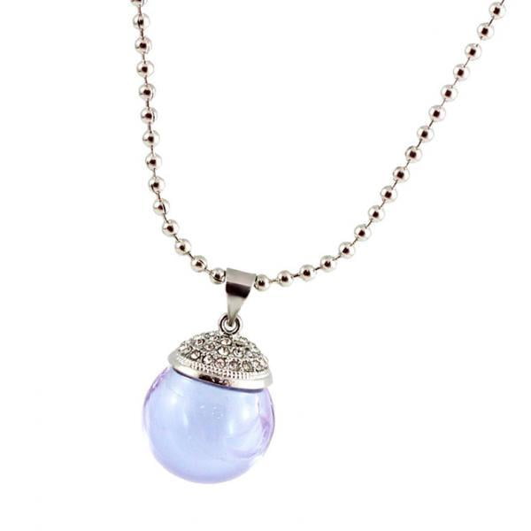 Collar de cadena de plata con colgante de botella de aceite esencial de cristal de bola redonda de cristal Púrpura ligera Jinwen Collar con colgante de botella