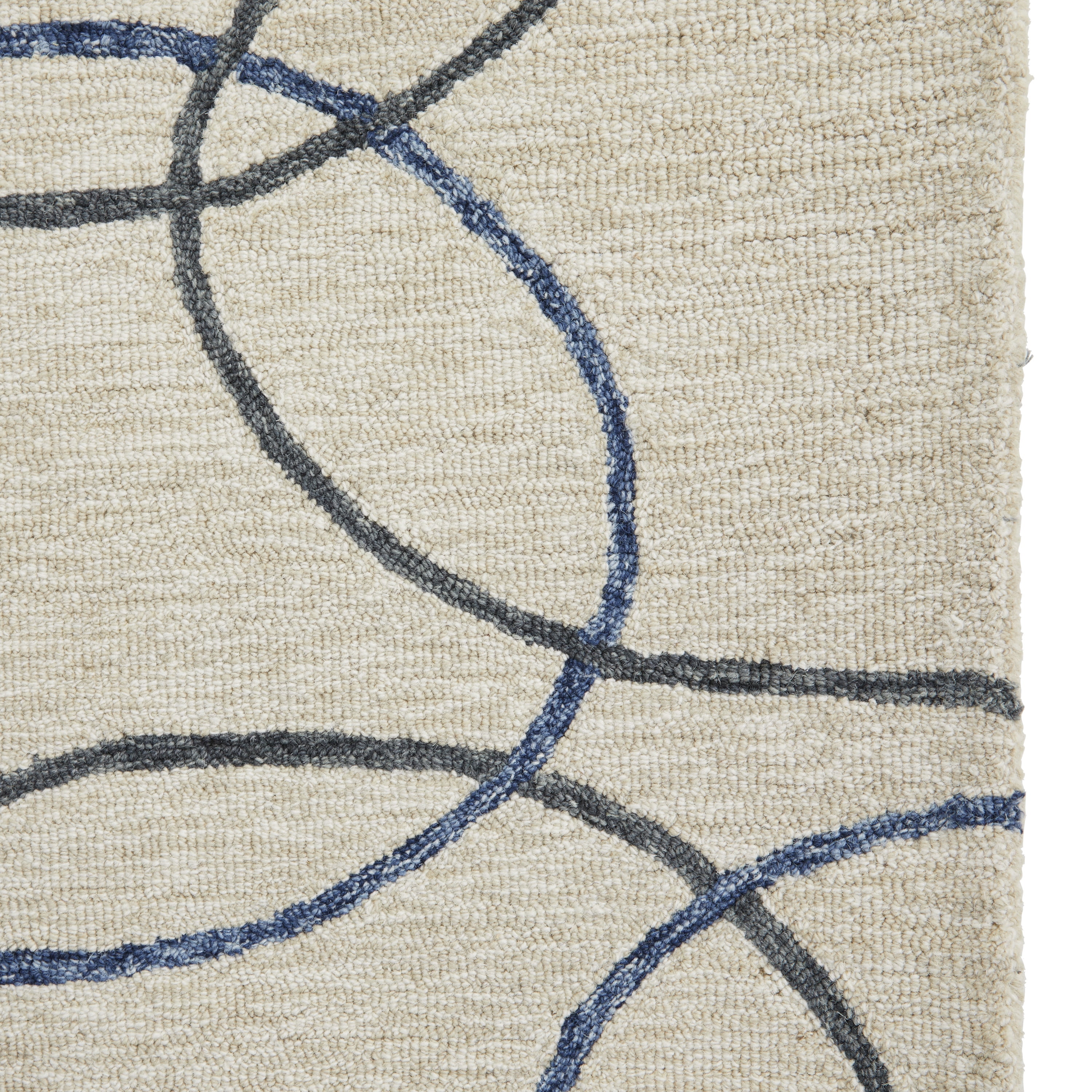 DecMode Living room Rectangle Geometric Modern Area Rug, Cream, 8' x 10', 1 - Piece
