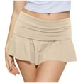 thumbnail image 1 of Timegard Skirts for Women Summer Low Waist Ruched Mini Skirts Solid Color Casual Loose Workout Shorts, 1 of 6