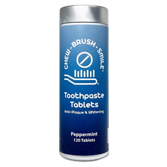 Chew Brush Smile Toothpaste Tablets 120 Count (Peppermint)