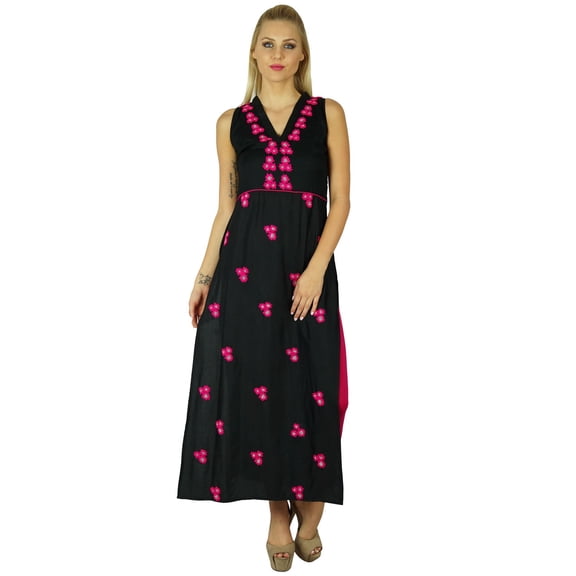 Bimba Women Rayon custom Long Dress Ethnic Hand Embroidered Chic Maxi Gown