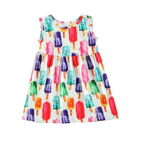 

Dewadbow Girl Summer Vest Dress High Waist Pleated A-line Princess Dress