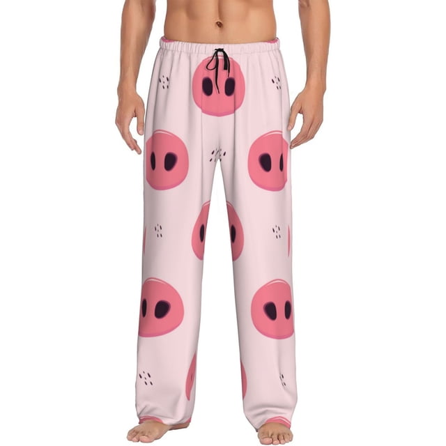 Fotbe Pig Noses Pantalones de Pijama para Hombre, Pantalones de Dormir, Pantalones de Casa con Cintura Ajustable y Bolsillos-Small