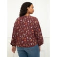 thumbnail image 5 of ELOQUII Elements Women's Plus Size Balloon Sleeve Blouse With Ties, 5 of 5