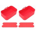 thumbnail image 1 of Friteuse en Silicone Panieret Tapis, 2 Ensembles Cuisine Friteuse Réutilisable Four à Air Pot Rectangulaire Air Four Pot Intégration Transparente, 1 of 12