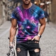 thumbnail image 2 of HomeDM Men's Short Sleeve T-Shirts Stylish Graphic Crew Neck Pullover Tops for Summer Casual, Size L, 2 of 5