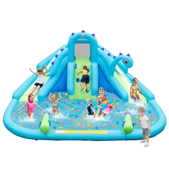 Gymax Inflatable Water Slide Blowup Water Park w/ Dual Slides Without Blower