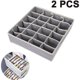 thumbnail image 1 of Lote de 2 boîtes de rangement pour sous-vêtements et otros petits accessoires, separadores de tiroirs pliables à 24 cellules pour le rangement de chaussettes, écharpes, soutiens-gorge, gris, 1 of 5