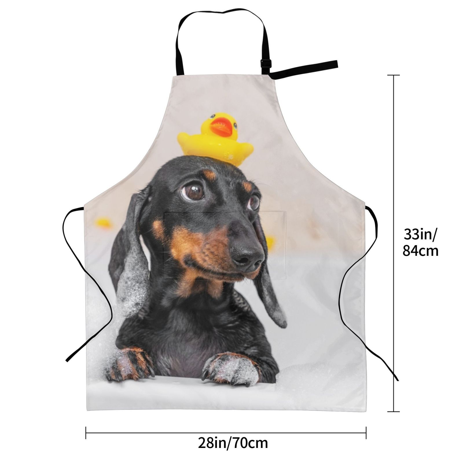 Kdxio Dachshund Sitting in Bathtub Apron with Pockets Adjustable Kitchen Aprons for Men Women Waterproof Aprons for Cooking,Drawing,Crafting, Baking Household Cleaning