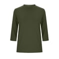 thumbnail image 4 of yillto Womens 3/4 Sleeve Shirts Round Neck Pullover Lightweight Plain Cotton Tee Tops for Women, 4 of 5