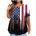 thumbnail image 2 of up to 60% off Gifts Usmixi Shirts for Women 4th of July Fashion Plus Size Patriotic Tunic Tee Tops Summer Trendy Independence Day Graphics Short Sleeve Crewneck Ladies Blouses Black XL, 2 of 6