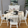 thumbnail image 2 of Black and Beige Modern Art Geometric Round Tablecloth 60" X 60",Wrinkle Wipeable Table Cloth for Kitchen Dining Room Picnic Patio Party, 2 of 6