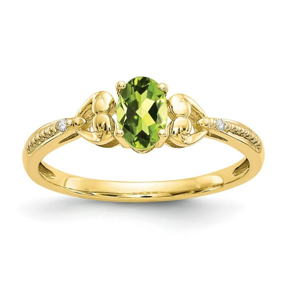 Primal Gold 10 Karat Yellow Gold Peridot and Diamond Ring