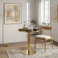 thumbnail image 4 of Hi loPres 23.6" Modern Round Side Table, Black Marble Pattern Acrylic Top with Gold Stainless Steel Trim, Pedestal End Table for Living Room, Office, 4 of 8