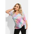 thumbnail image 5 of CASSIE LIZ Womens Plus Size Tops 2X Summer Tie Dye Shirts Leopard V Neck Fashion Short Sleeve Cheetah Tee Loose Fit Tunics Spring Blouses Casual Slit Hem Pullovers 2XL 18W 20W, 5 of 5