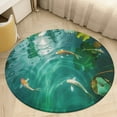 thumbnail image 4 of Lucky Koi Fish Lotus Leaf Round Small Area Rug, Print Non Slip Washable Floor Mat, Soft Throw Rug for Living Room, Powder Room Entryway, Bathroom, Bedside, 4 of 6