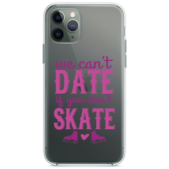 DistinctInk Clear Shockproof Hybrid Case for iPhone 13 Pro MAX (6.7" Screen) - TPU Bumper Acrylic Back Tempered Glass Screen Protector - We Can't Date If You Don't Skate