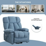 JONPONY Power Lift Recliner Chair Recliners for Elderly with Heat and Massage Recliner Chair for Living Room with Infinite Position and Side Pocket,USB Charge Port,Blue