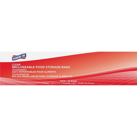 Genuine Joe Food Storage Bags - 1 Gal - 1.75 Mil (44 Micron) Thickness - Clear - 360/carton - Food, Beef, Poultry, Vegetables, Seafood
