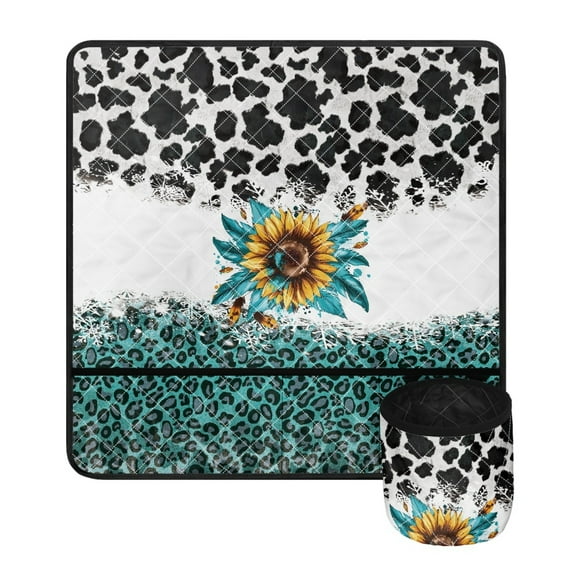 ZIATUBLE Sunflower Sewing Machine Mat Reduce Vibration Cow Print Sewing Machine Muffling Mat Leopard Print Sewing Machine Pad for Table with Extra Removable Storage Pockets