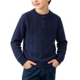 thumbnail image 2 of BLVB Toddler Boy Sweater Long Sleeve Crewneck Kids Knit Outfit Button Pullover Tops Fall Winter Clothes(Blue,9-10Years), 2 of 9