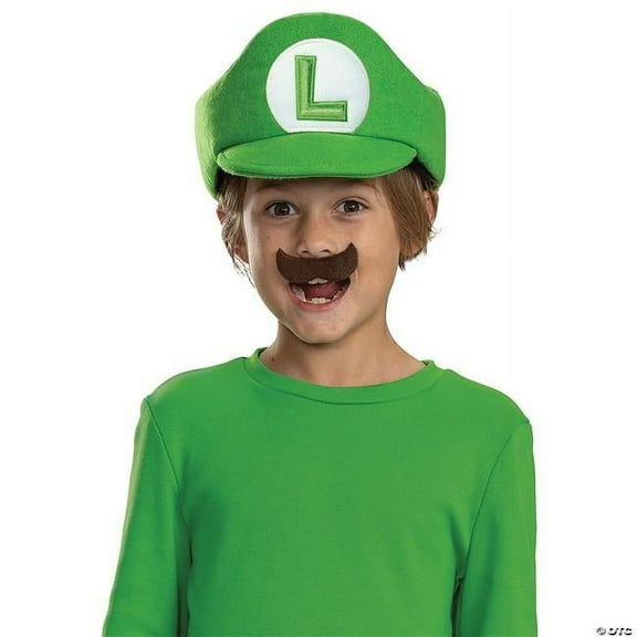 Child's Super Mario Brothers Elevated Luigi Hat And Mustache Accessory Kit
