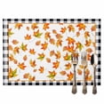 thumbnail image 2 of Thanksgiving Orange Placemats Set of 6 Maple Leaf Vintage Farm Black Plaid Heat Insulated Linen Place Mats, Washable Stain-Proof Table Mats for Dining Tables Holiday Decor 13x19inch, 2 of 9