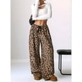 thumbnail image 4 of Pantalones de Pijama para Mujer, de Leopardo, Peludos, Estilo Y2K, de Cintura Alta, Bonitos. Marrón Ocre M, 4 of 10