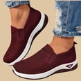 thumbnail image 5 of Slip On Sneakers Women Breathable Mesh Knitted Woven Low Top Walking Shoes Lightweight Wide Width Non-Slip Shoes Red 5.5, 5 of 6