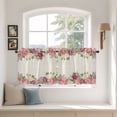 thumbnail image 2 of Pink Flowers Tier Curtains 24 Inch Length, Spring Floral Farmhouse Botanical Rustic Cafe Short Curtains for Bathroom Over Sink, Small Kitchen Curtain Light Filtering Drapes 2 Panels 27.5"Wx24"L, 2 of 8