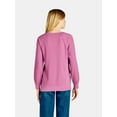 thumbnail image 5 of Time and Tru Women's Waffle Knit Sweatshirt, Sizes XS-XXXL, 5 of 5
