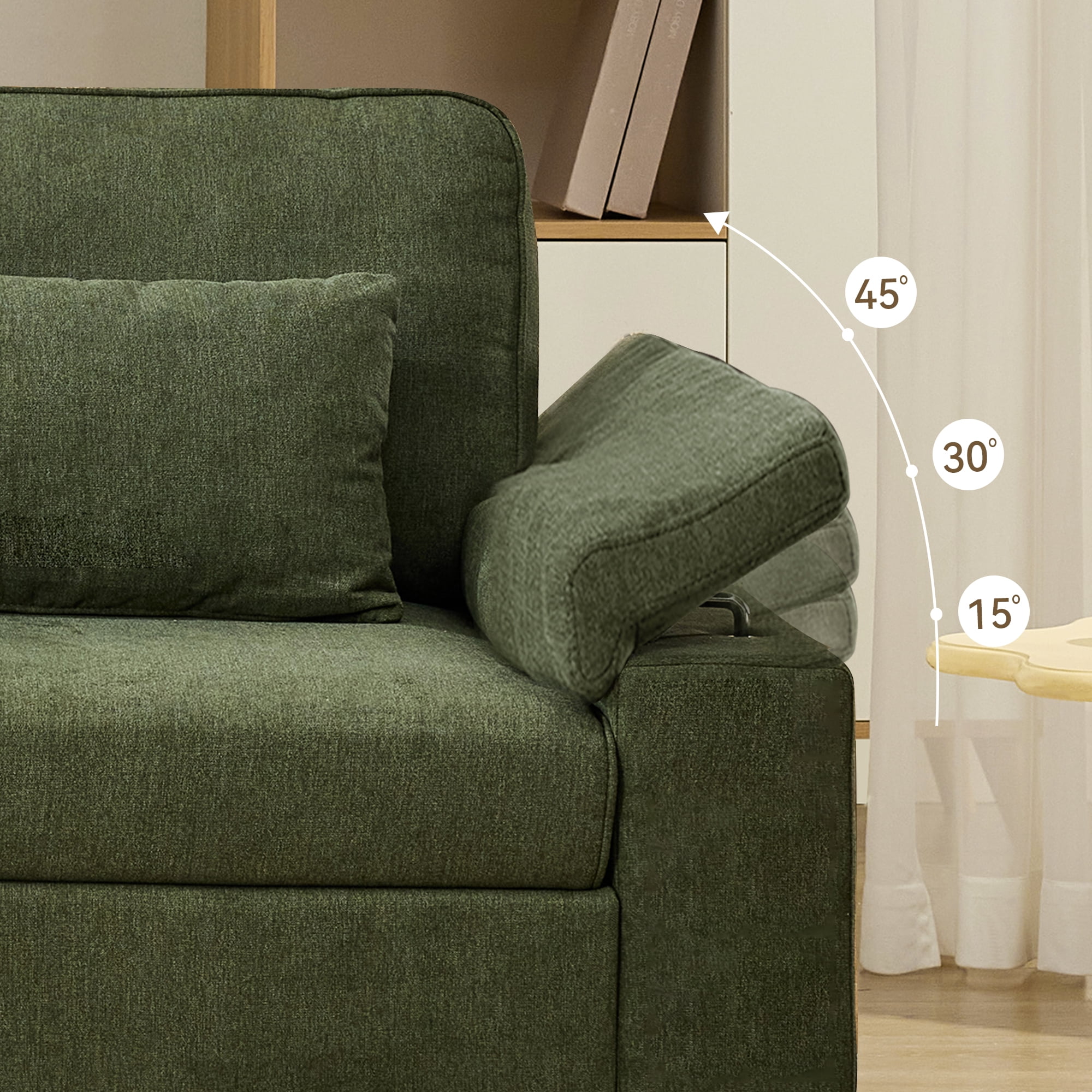 79" Modern Deep Seat Sofa for Living Room with Adjustable Armrests & USB/Type-C Charging Ports ,3-Seater Loveseat for Apartment, Home Office
