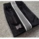 thumbnail image 1 of Pantalones de pierna ancha para hombre y mujer, pantalón de chándal de gran tamaño con cordón y bordado de mariposa a rayas púrpuras, color negro, de la mejor calidad, 1 of 2