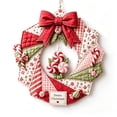 thumbnail image 3 of Christmas Wreath DIY Kit for Front Door, Fabric Patchwork Christmas Wreath Craft Set, Artificial Greenery Wreath with Hanger, Porch Window Wall Ornament, Indoor Outdoor Christmas Holiday Decor, 3 of 8
