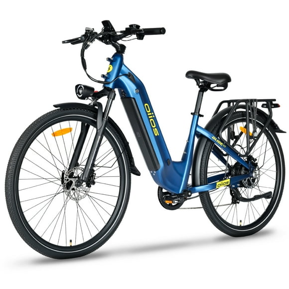 Oiios Glide Step Thru Electric Bike for Adults - UL Certified - 48V20Ah 750W 29in - 125km Range - Hydraulic Brakes LED Lights Color Display - Twilight Blue