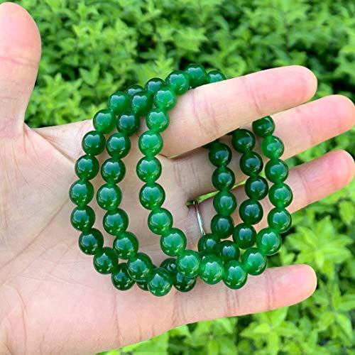 Real Natural Green Jade Gemstone Beaded Bracelet 7.5 inch Stretch